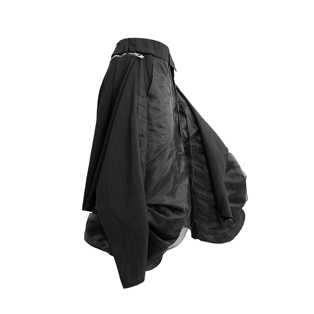 RELABEL Detachable Drape Ruched Oversized Shorts Black-Shorts-XS-Free Shipping Leatheretro