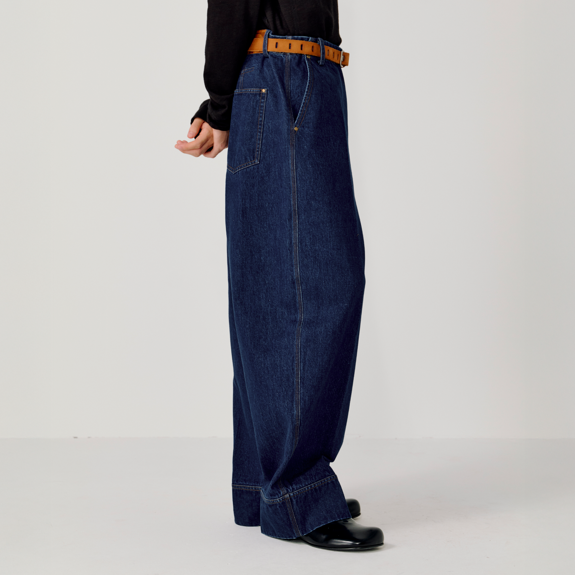 OPICLOTH Washed Straight-Leg Denim Trousers-Jeans-XS-Free Shipping Leatheretro