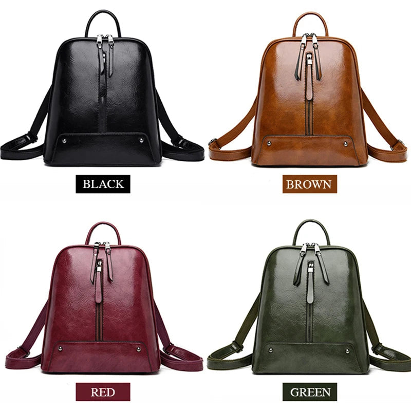 Large Capacity Women's Leather Backpack - Fashion Travel Bag-Backpacks-Brown-Free Shipping Leatheretro