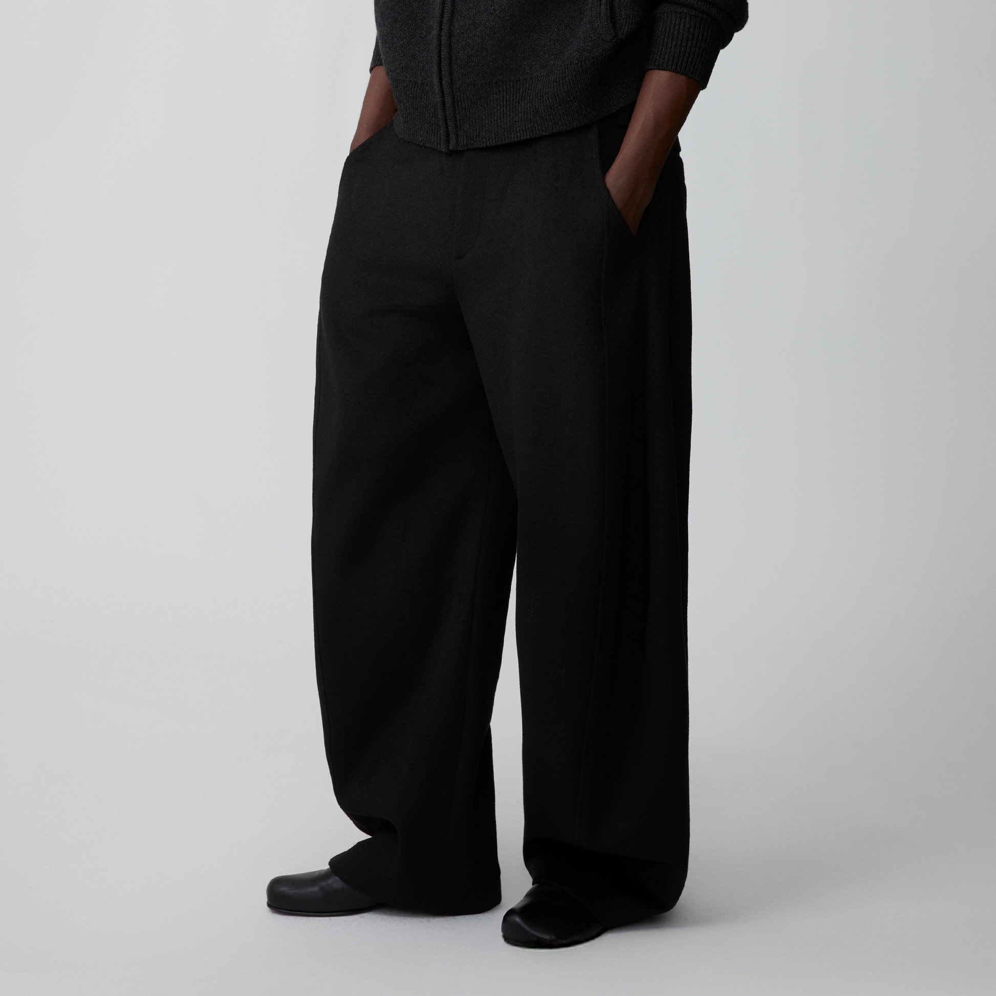 OPICLOTH Essential Wool-Blend Barrel Pants-Pants-XS-Dark Gray-Free Shipping Leatheretro