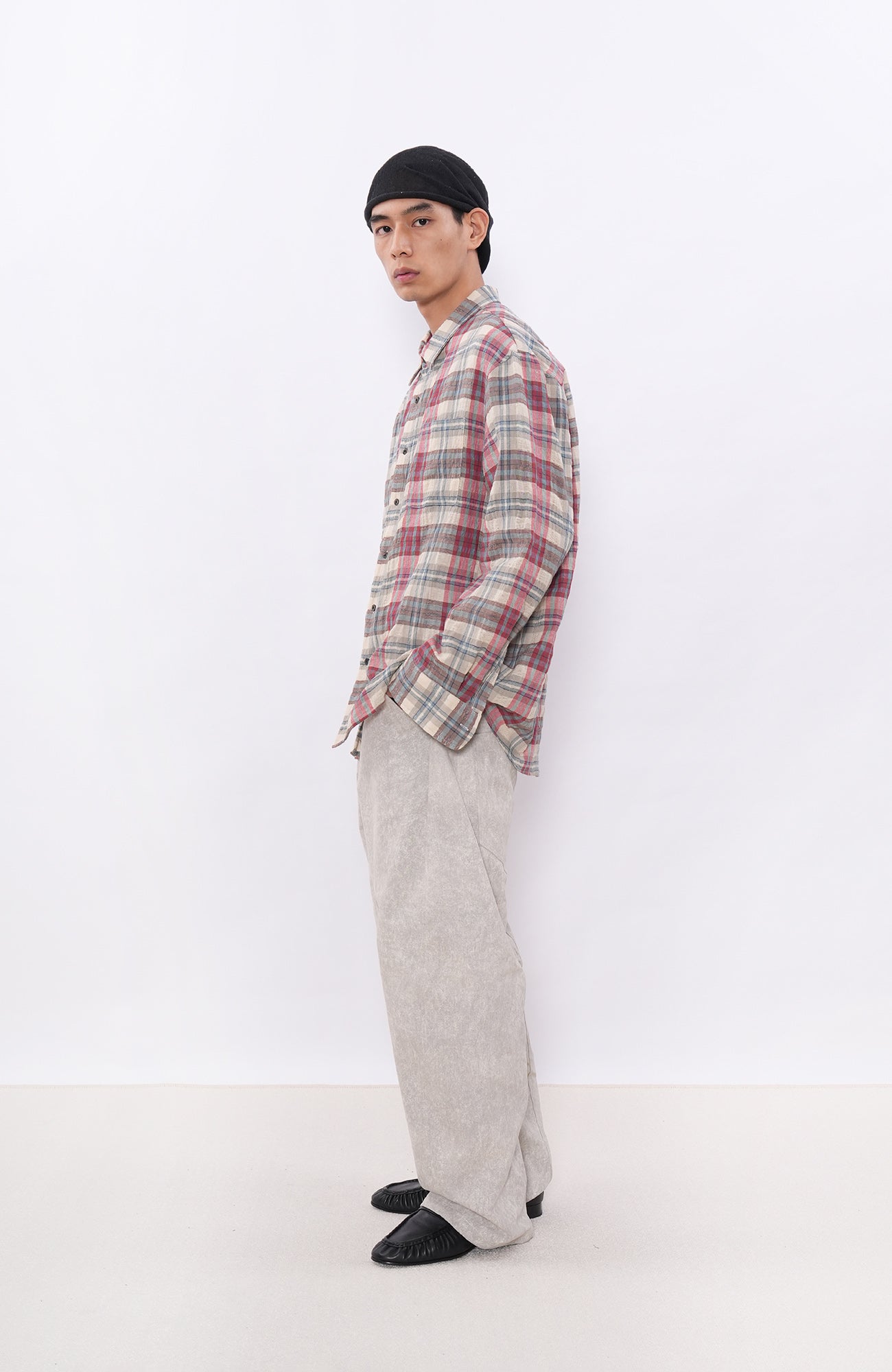 7440 37 1 Cement-Texture Curved-Leg Pants-Pants-S (Preorder)-Free Shipping Leatheretro