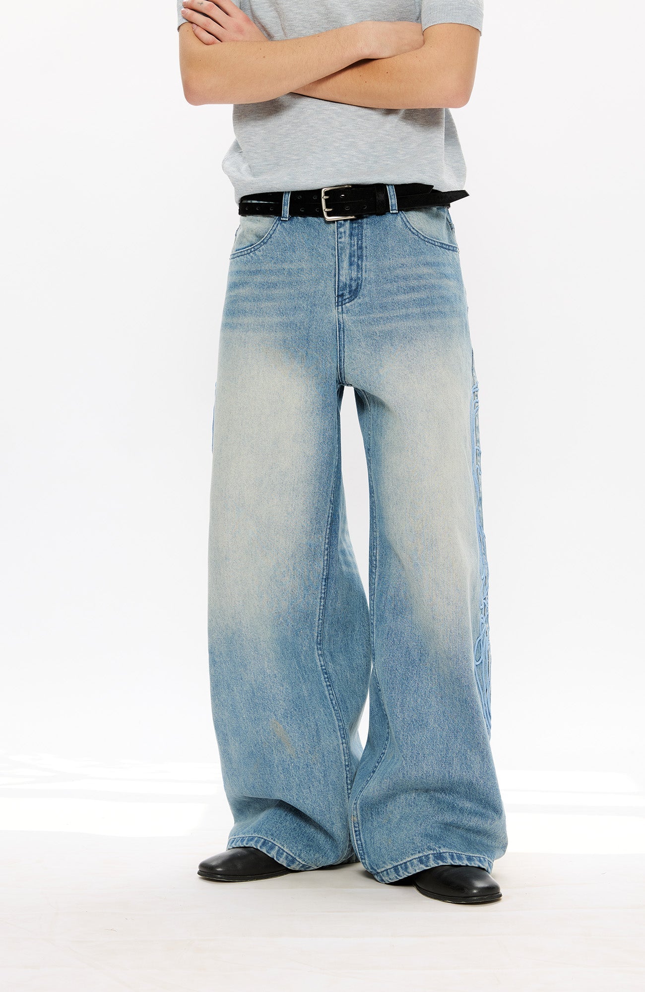 KREATE Totem Embroidered Jeans-Jeans-S-Free Shipping Leatheretro