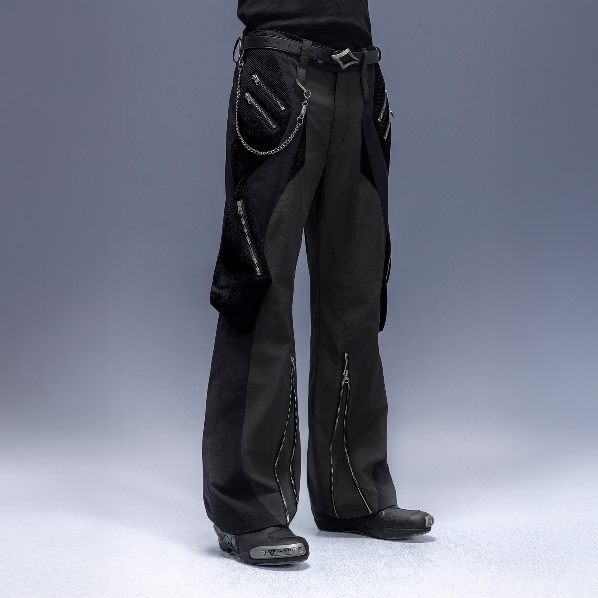 XIPHEVIL Paneled Multi-Pocket Zip Cargo Pants Black-Pants-XS-Free Shipping Leatheretro