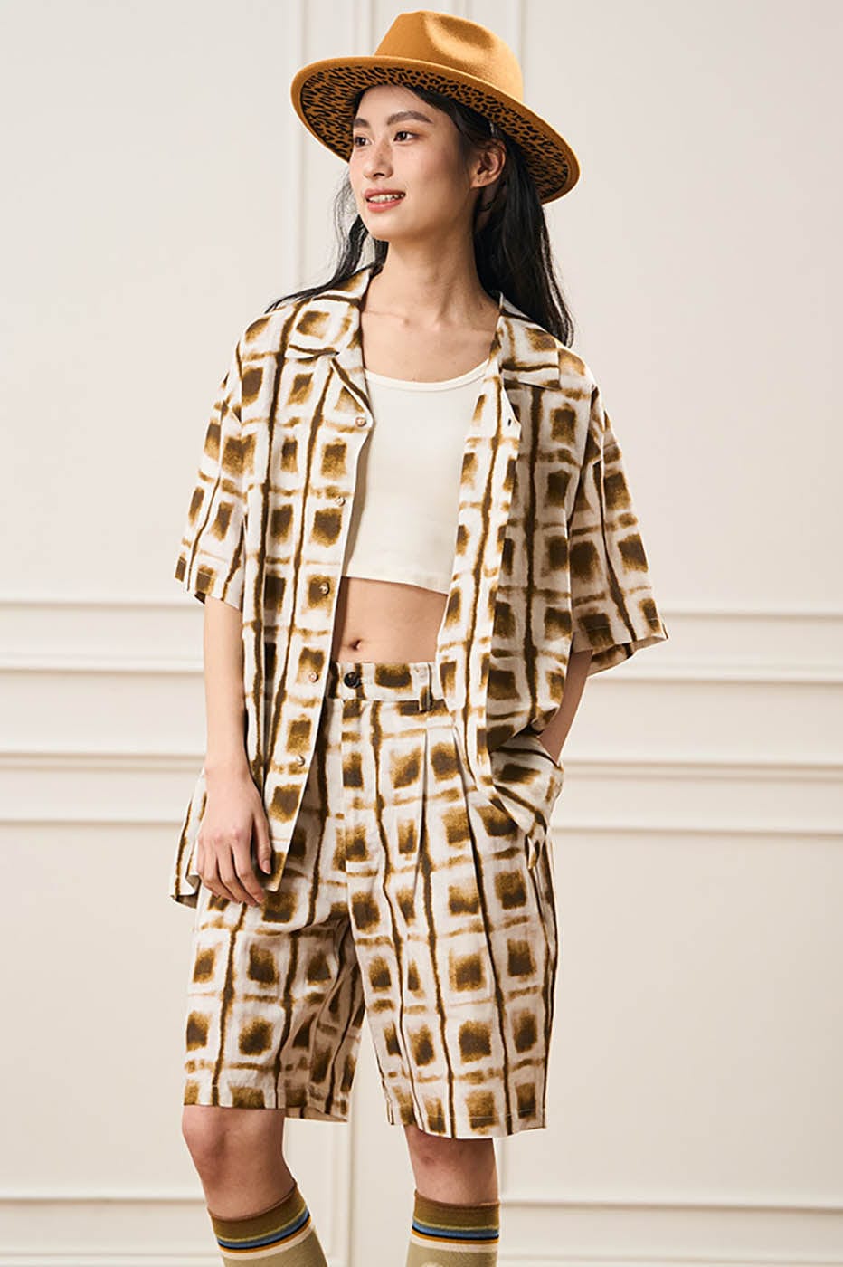 EPIC POETRY Ombre Check Spot Grid Half Shirt-Half shirt-S-Free Shipping Leatheretro