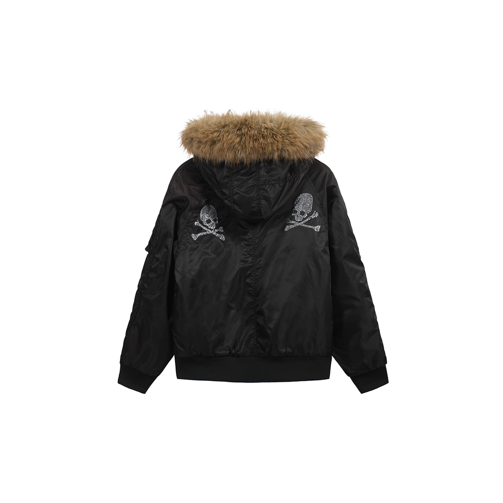 NOTHINGNESS WORLD Faux Fur Patch Hooded Puffer Jacket-Jacket-S (Preorder)-Black-Free Shipping Leatheretro
