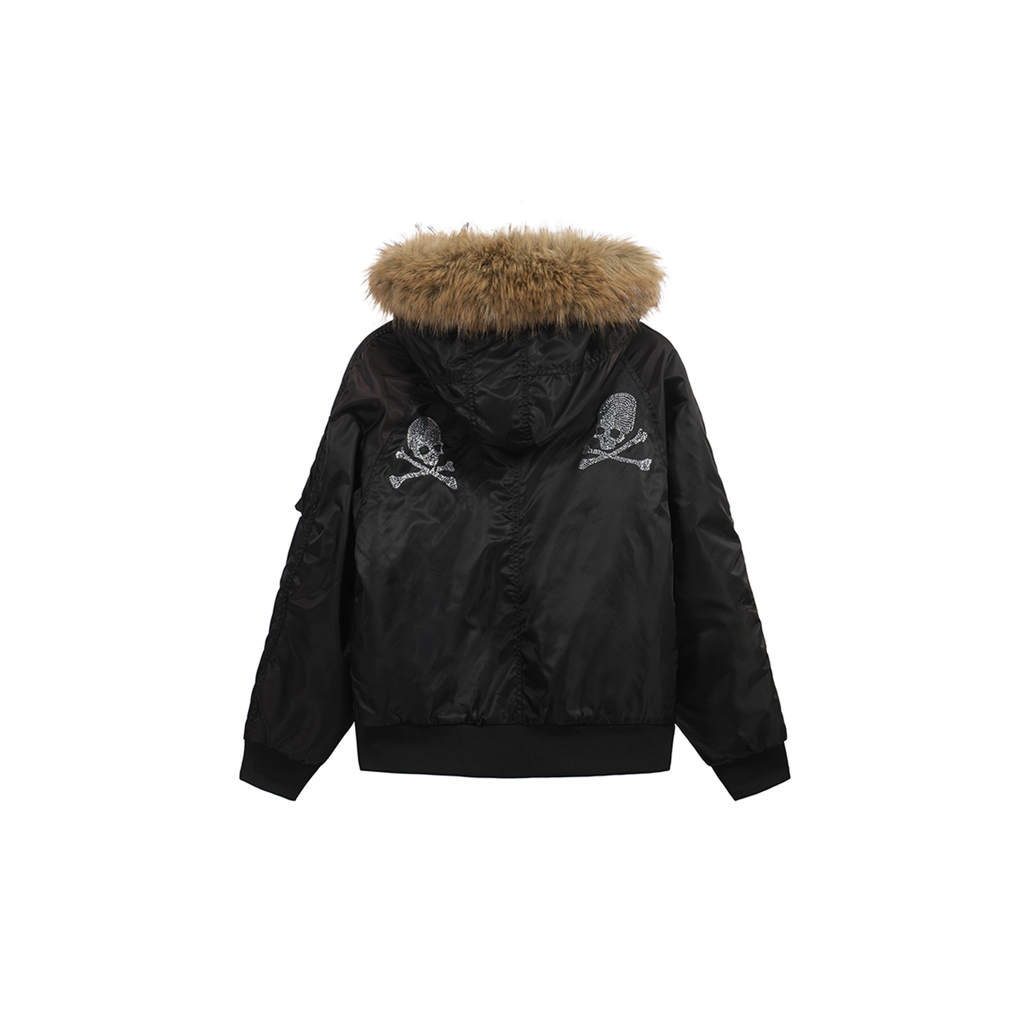 NOTHINGNESS WORLD Faux Fur Patch Hooded Puffer Jacket-Jacket-S (Preorder)-Black-Free Shipping Leatheretro