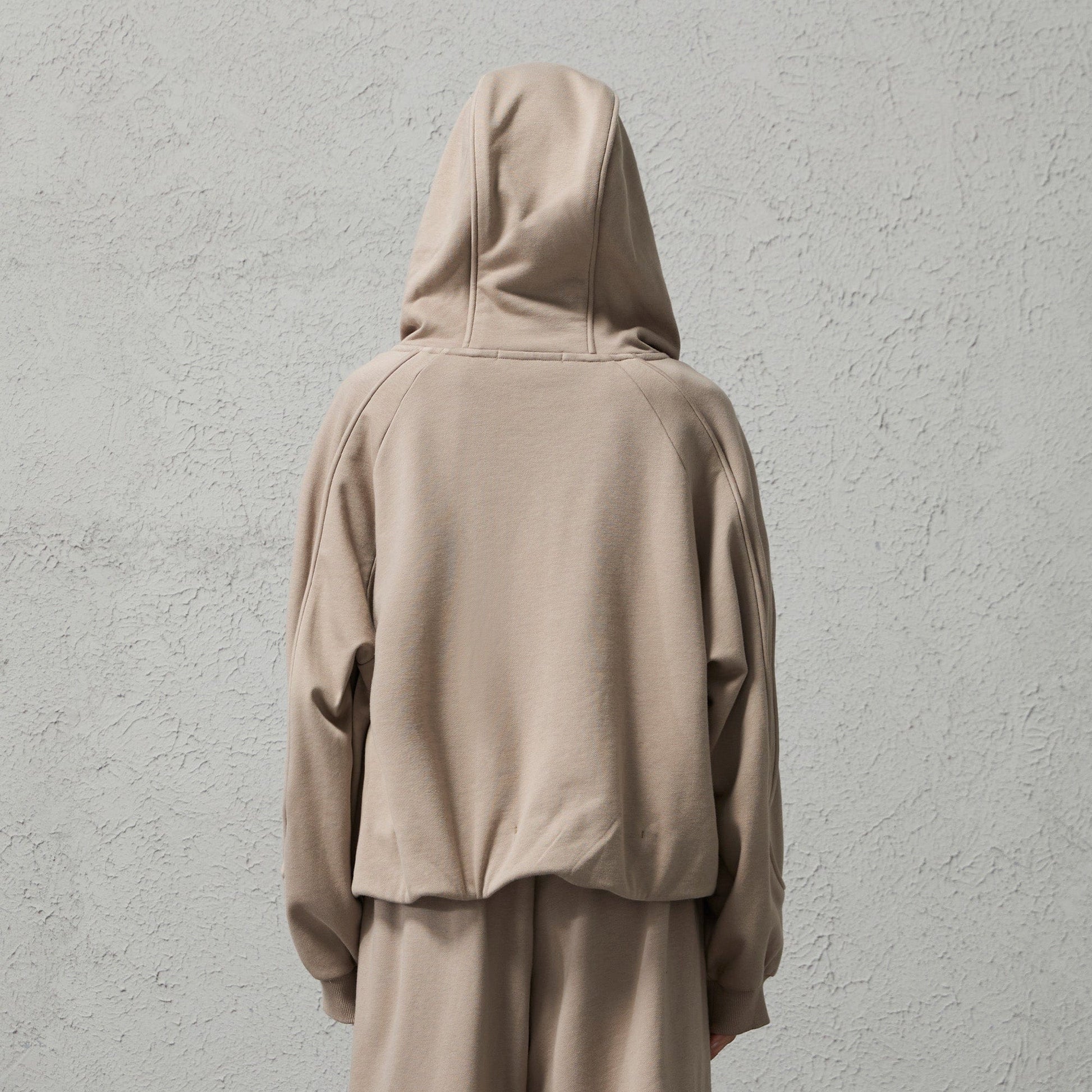 ORGANIC EMOTION Curved Panel Drawstring-Hem Zip-Up Hoodie-Jacket-Dark Blue-S-Free Shipping Leatheretro