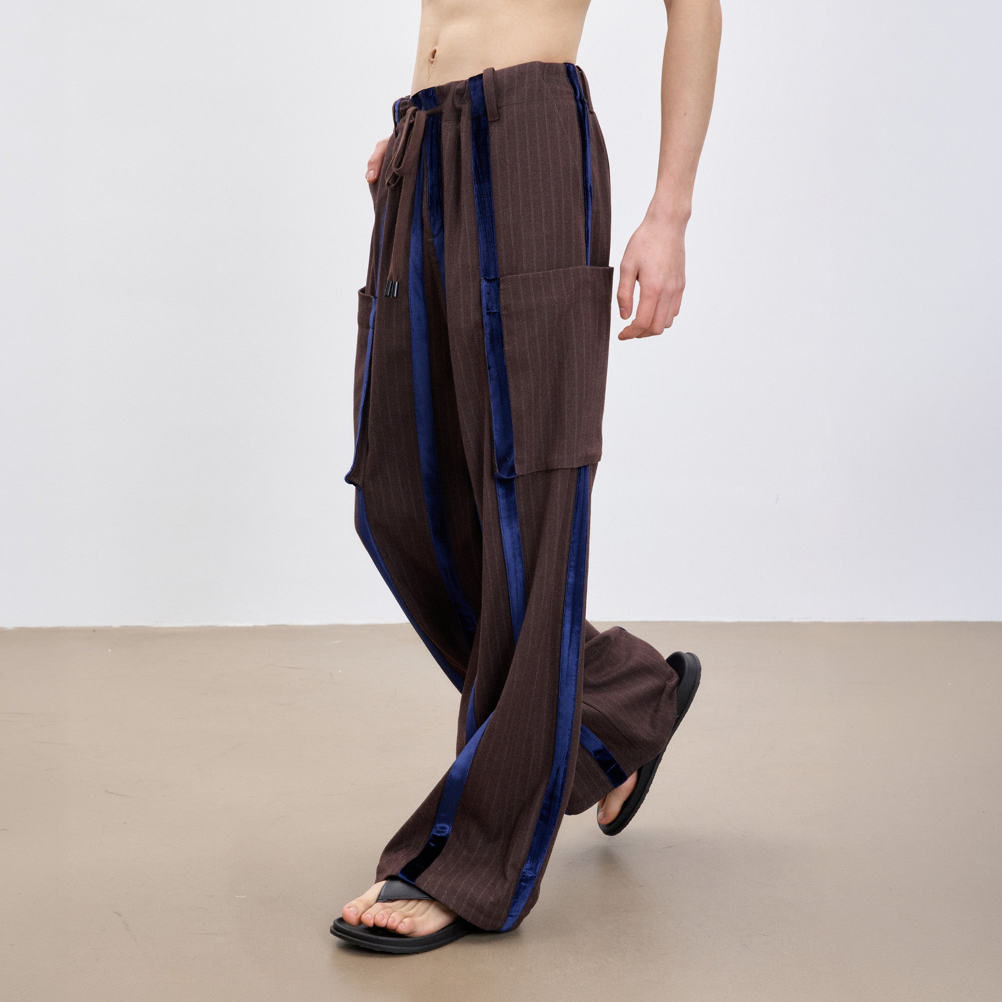 TUIMU Velvet Stripe Patch Cargo Pants-Pants-S (Preorder)-Free Shipping Leatheretro
