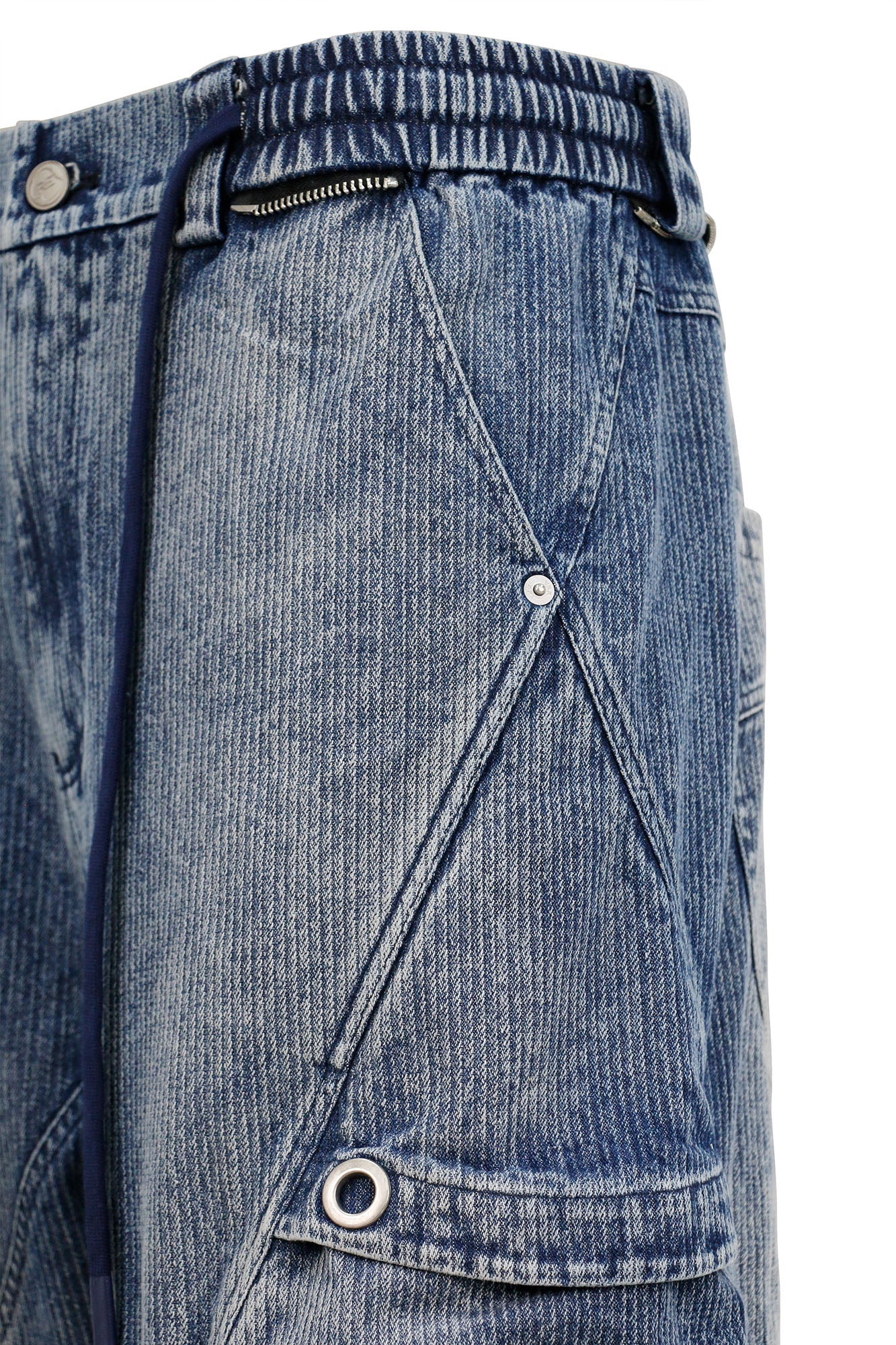 RELABEL Washed Paneled Strap Oversized Cargo Jeans Blue-Jeans-XS-Free Shipping Leatheretro