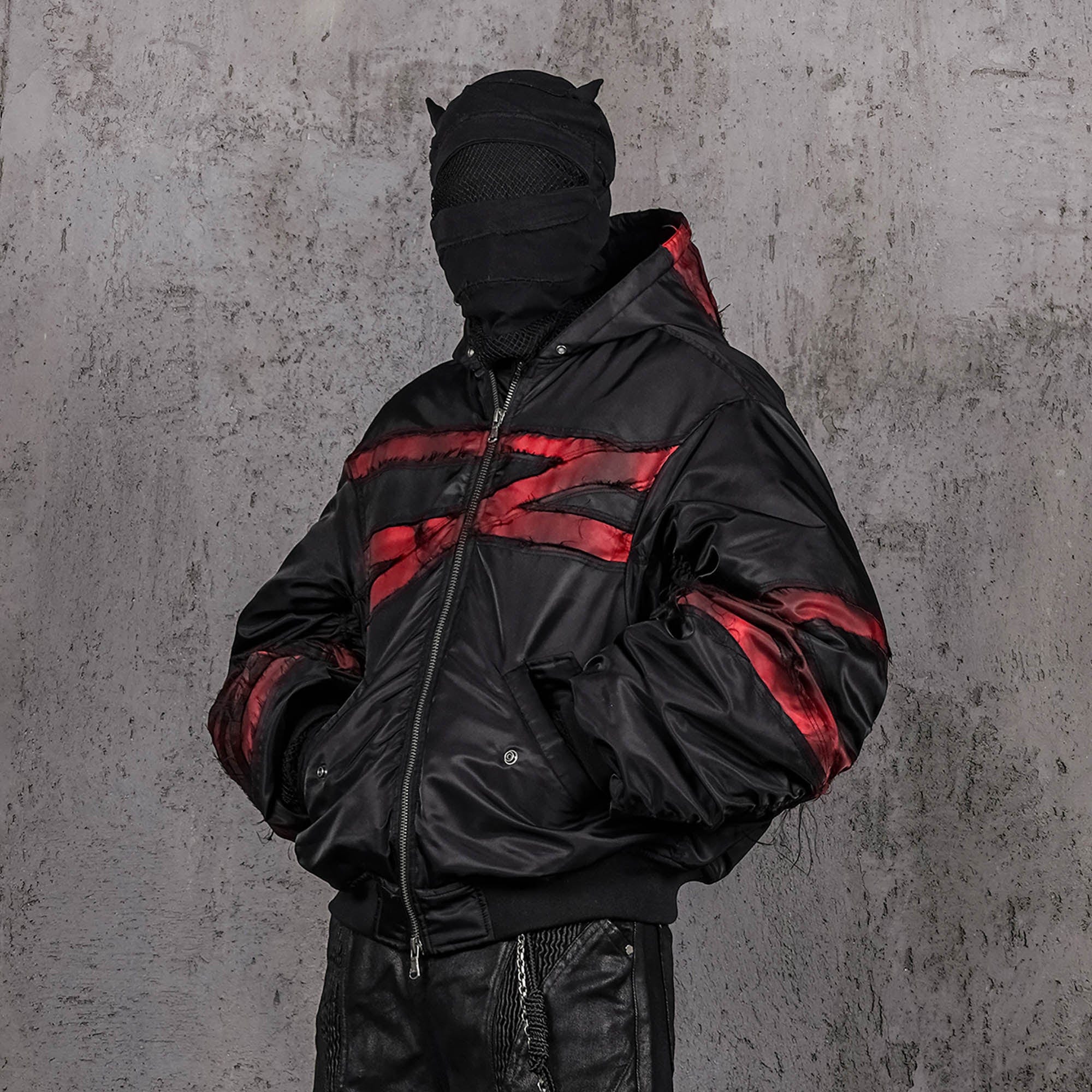 UNDERWATER Distressed Bondage MA-1 Jacket Red-Jacket-S-Free Shipping Leatheretro