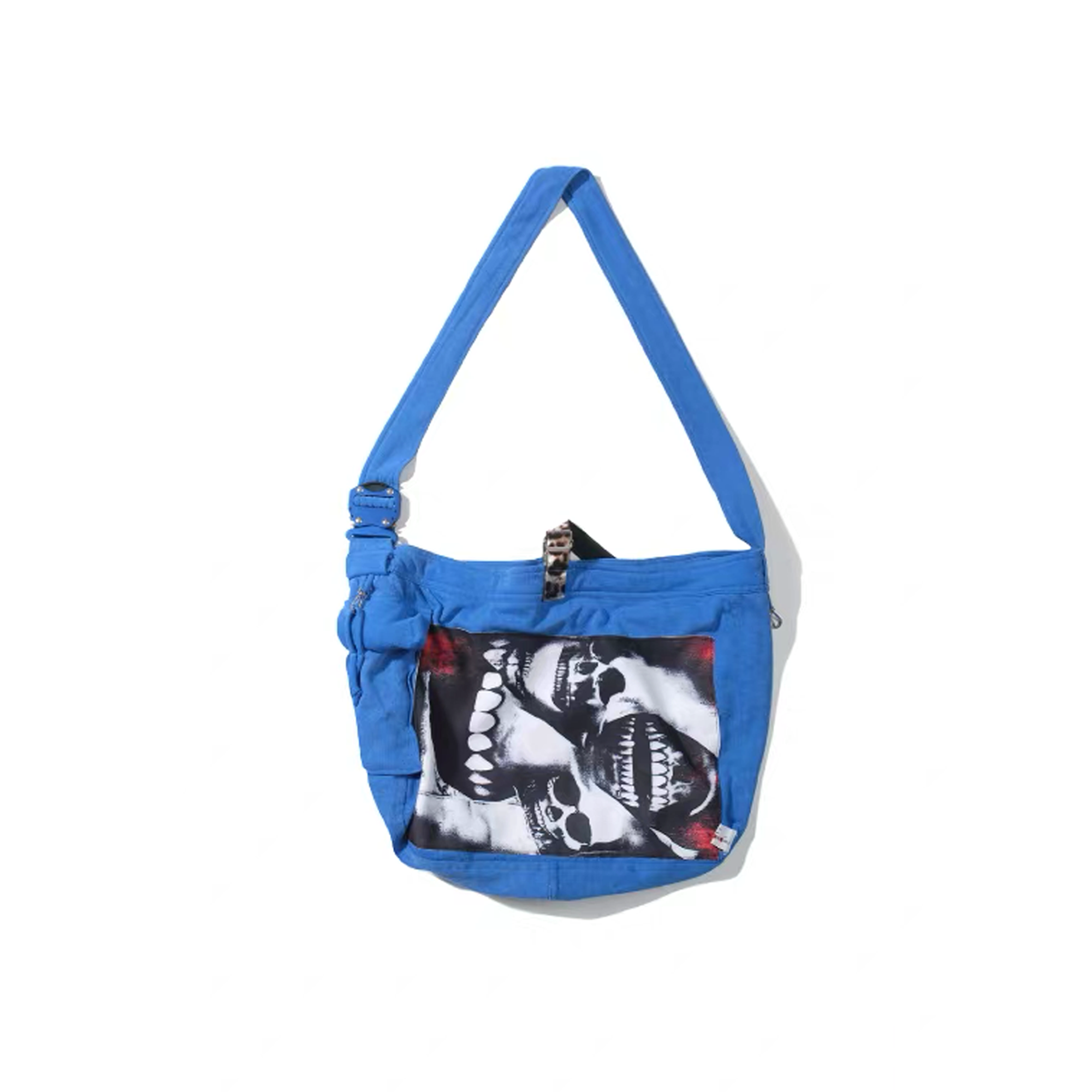 NOTHINGNESS WORLD Adjustable Skull Graphic Oversized Shoulder Bag-Bag-Blue-Free Shipping Leatheretro