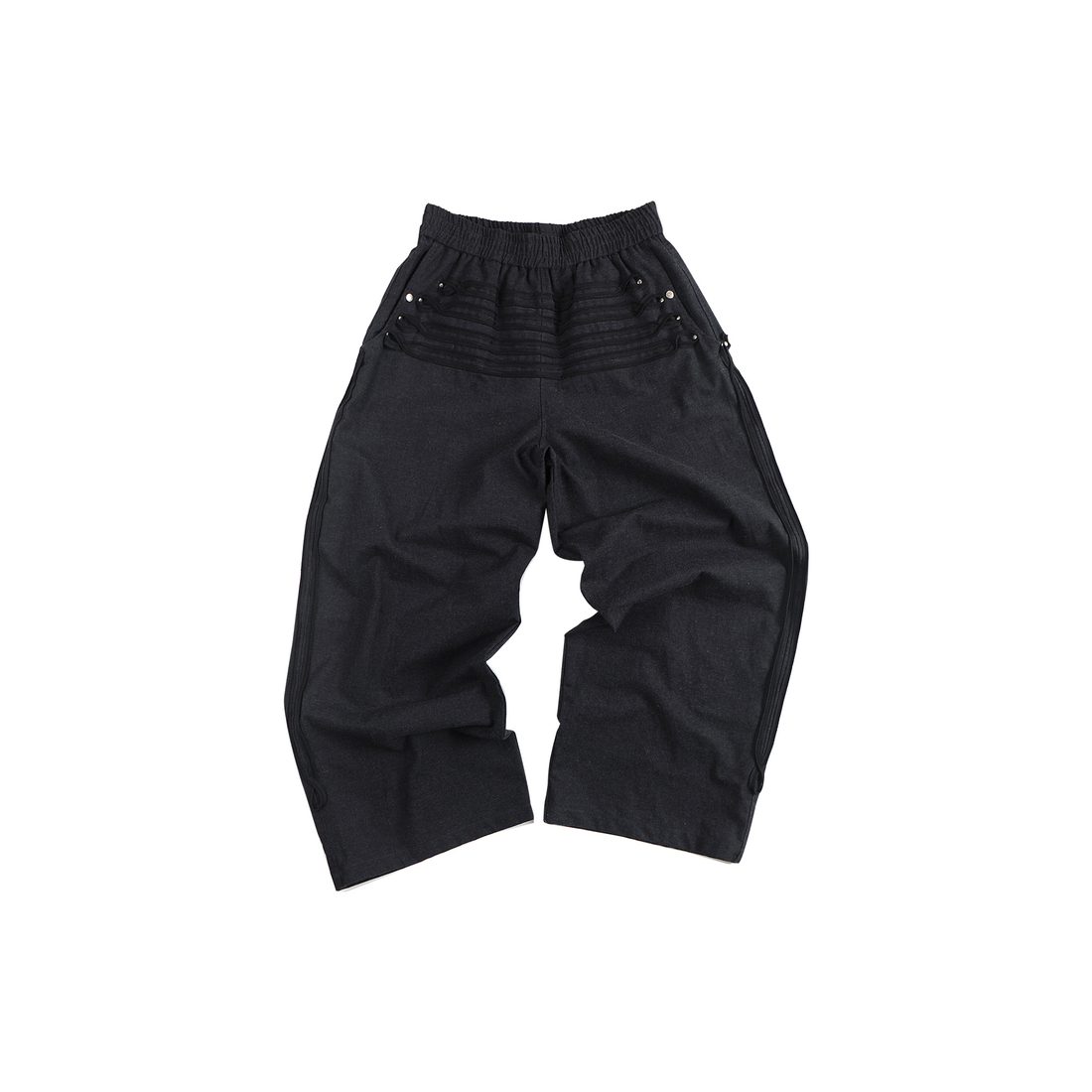 WHISTLEHUNTER Strap-Trim Tailored Trousers-Pants-S (Preorder)-Black-Free Shipping Leatheretro