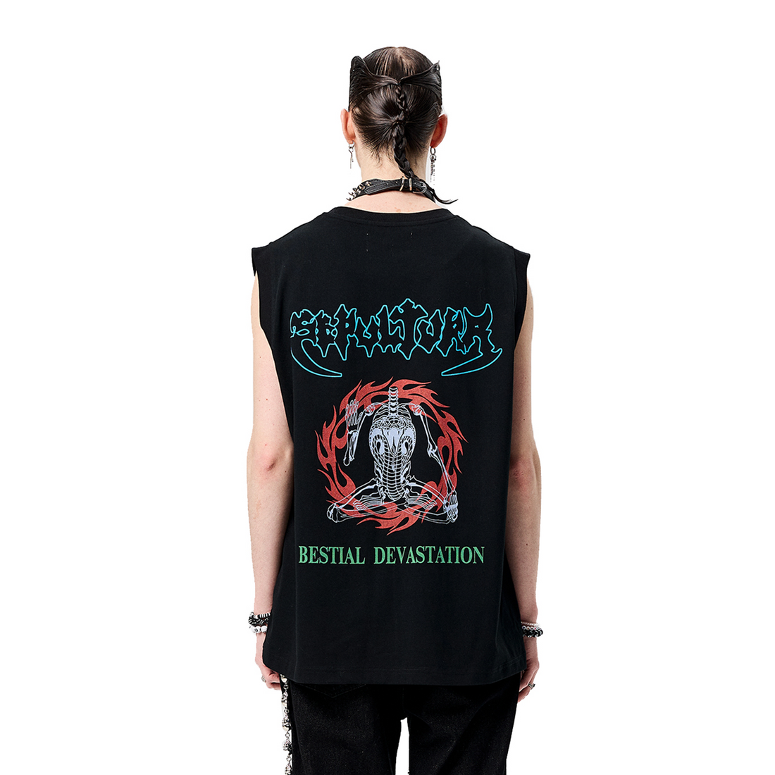 ERISSTOFF Sepultura Cobra Graphic Oversized Tank Top-Tank Top-S-Free Shipping Leatheretro