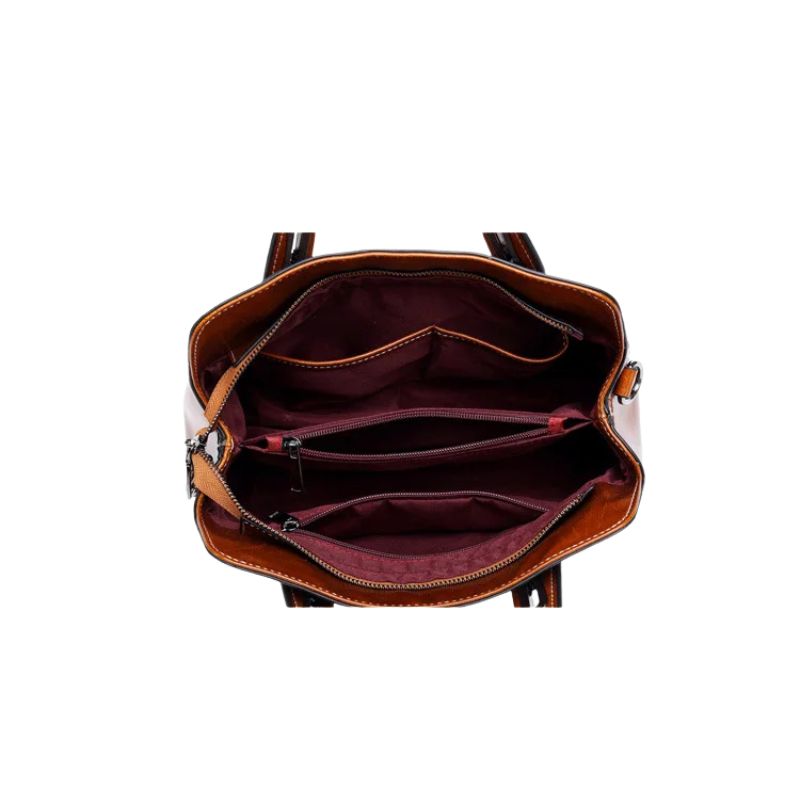 Genuine Leather Women Handbag – Top Handle Crossbody Messenger Bag-Handbags-Brown-Free Shipping Leatheretro