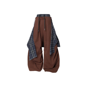 RELABEL Double Waistband Detachable Back Flap Oversized Sweatpants Brown-Pants-XS-Free Shipping Leatheretro