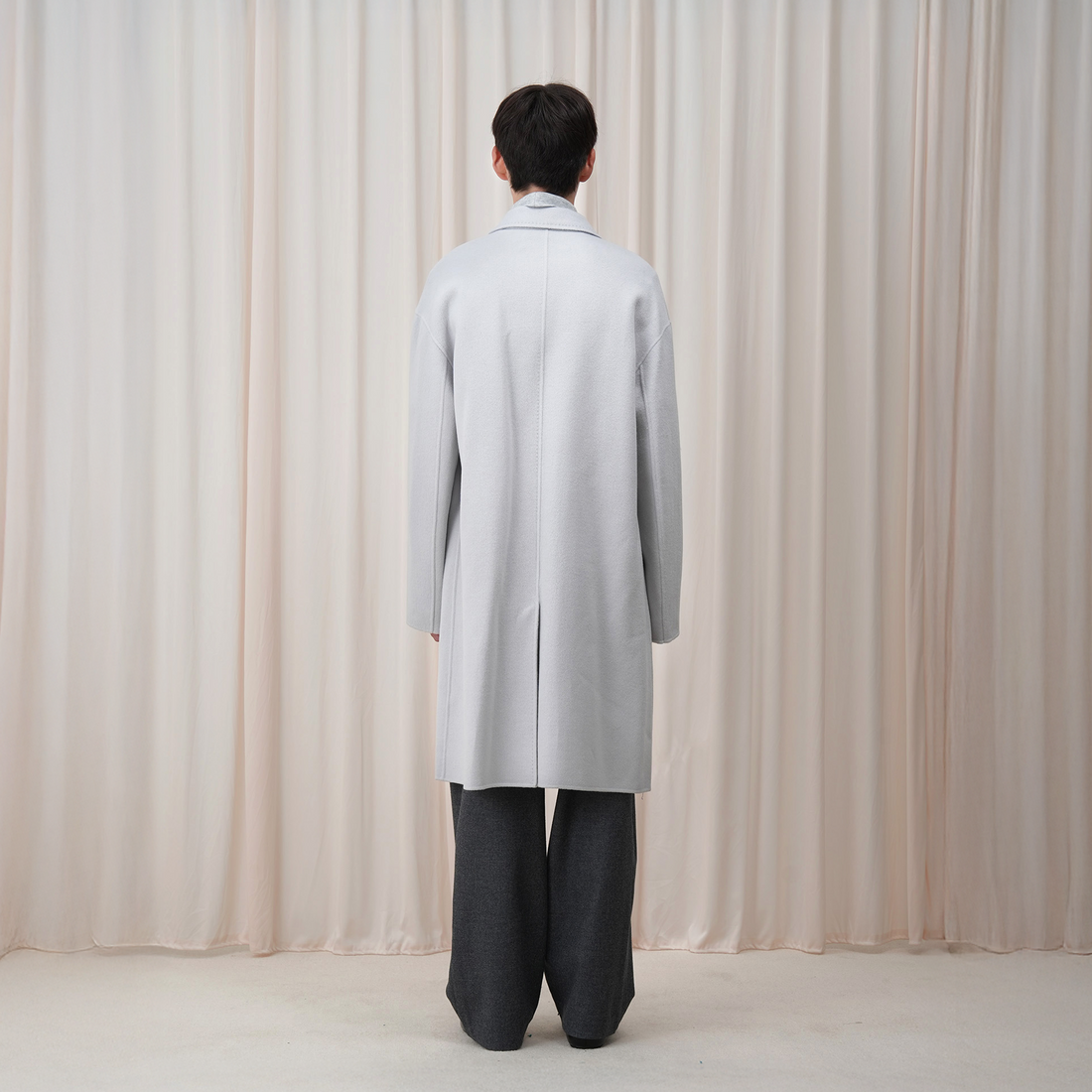 OUYANG WENJUN Minimal Wool Oversized Coat Light Gray