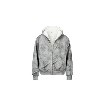 OKAYTHXBYE Essential Sherpa-Lined Boxy Zip Hoodie-Jacket-S-Dark Gray-Free Shipping Leatheretro