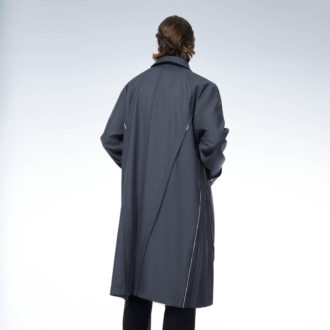 LOSTNFOUND Spliced Pleated Side-Zip Overcoat-Jacket-S-Free Shipping Leatheretro
