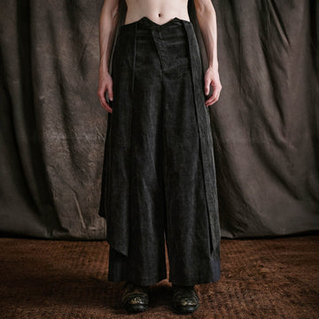 ILNya Nieternite Nifutur Layered Corduroy Wrap-Paneled Wide-Leg Trousers-Pants-S(0)-Free Shipping Leatheretro