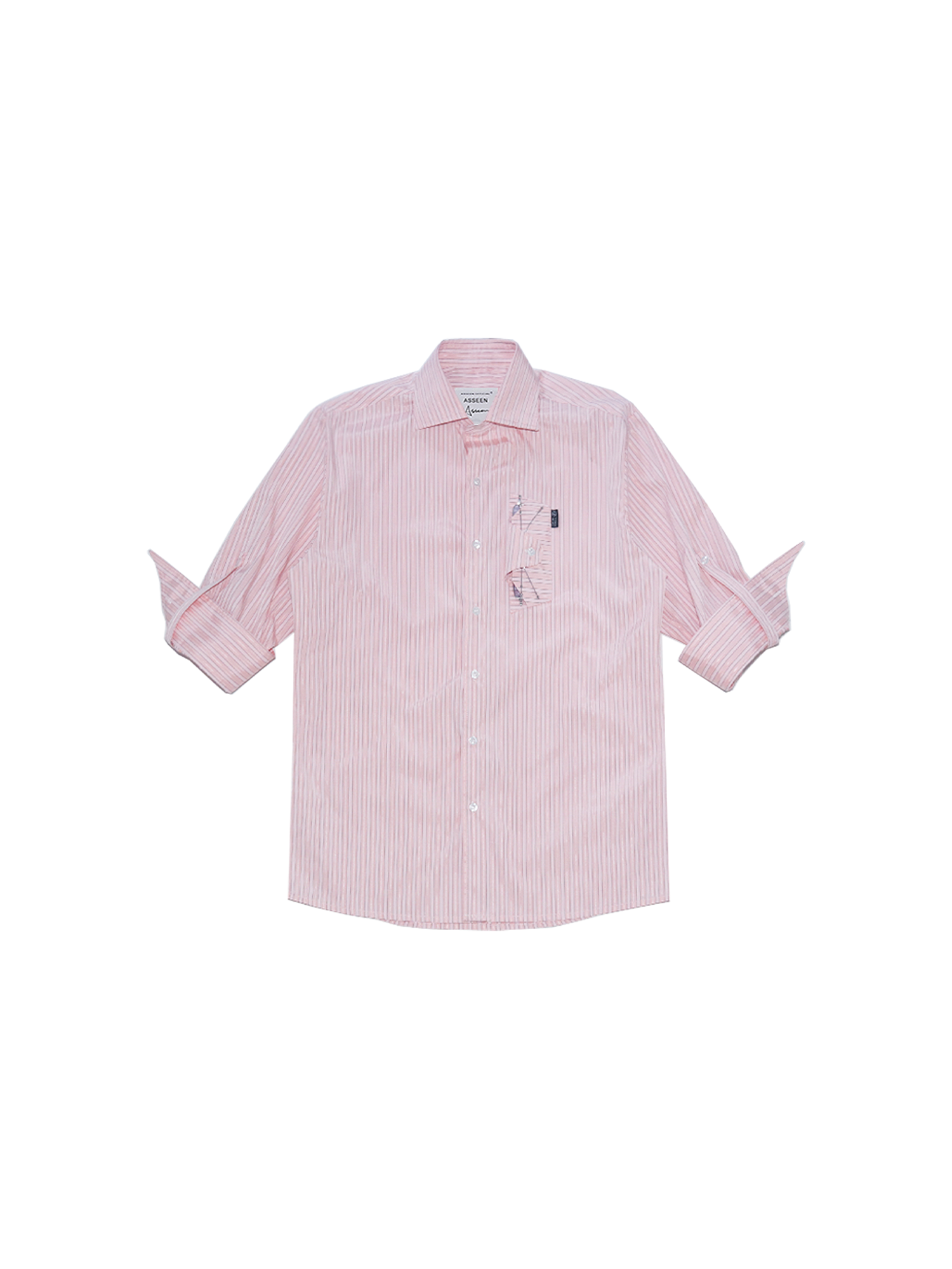 ASSEEN Striped Glasses Pocket Half Shirt Pink-Half shirt-S-Free Shipping Leatheretro