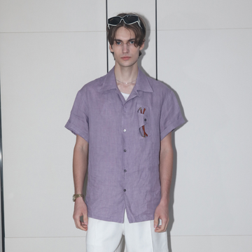 ASSEEN Linen Glasses Pocket Half Shirt-Half shirt-S-Free Shipping Leatheretro