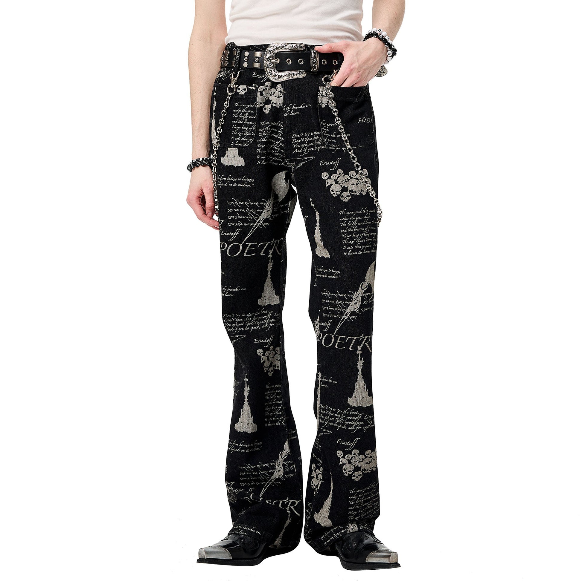 CYCYCY Punk Washed Graffiti Jeans-Jeans-XS / 28"-Free Shipping Leatheretro