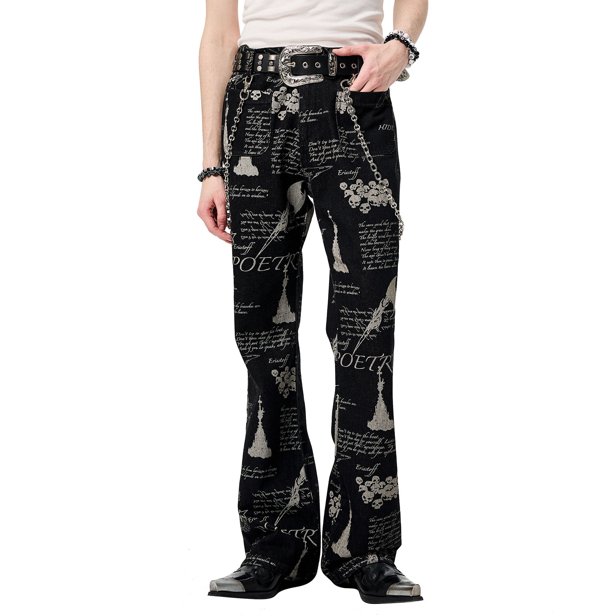 CYCYCY Punk Washed Graffiti Jeans-Jeans-XS / 28"-Free Shipping Leatheretro