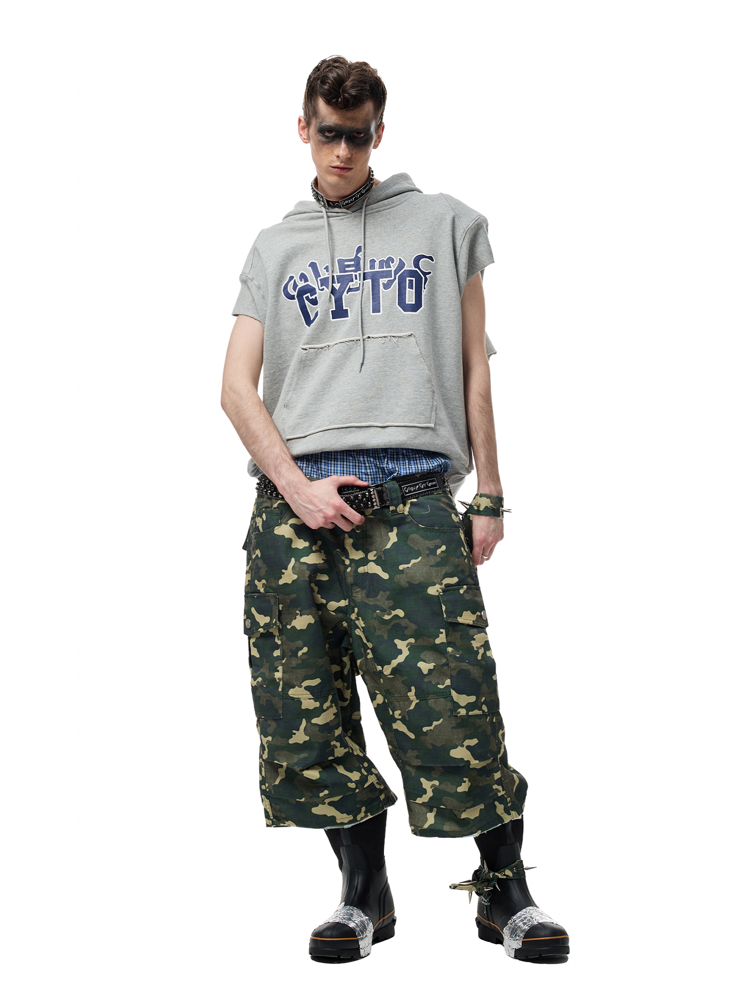 CYCYCY Camo Wide-Leg Cargo Shorts-Shorts-XXS / 28"-Free Shipping Leatheretro