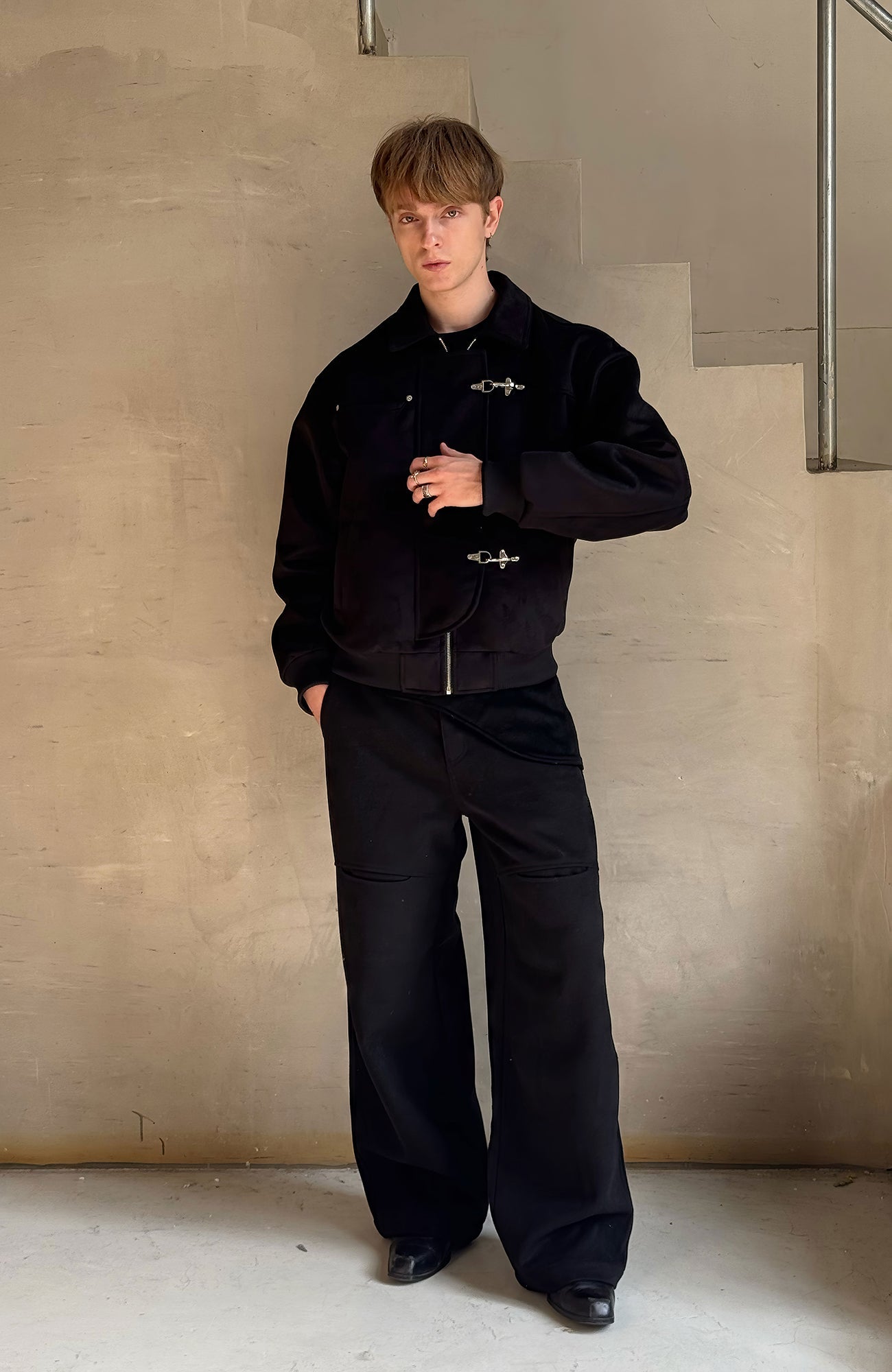 ESAIAS Harness-Lock Wool-Blend Wide-Leg Trousers-Pants-S-Free Shipping Leatheretro
