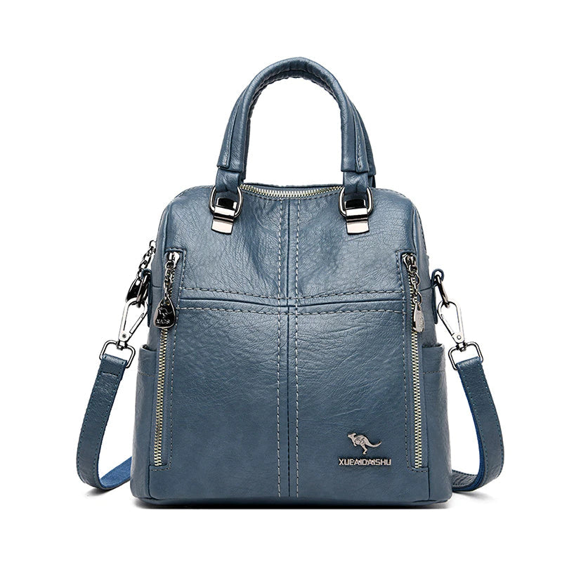 Multifunction Women Shoulder Bag Travel Backpack-Backpacks-Blue-Free Shipping Leatheretro
