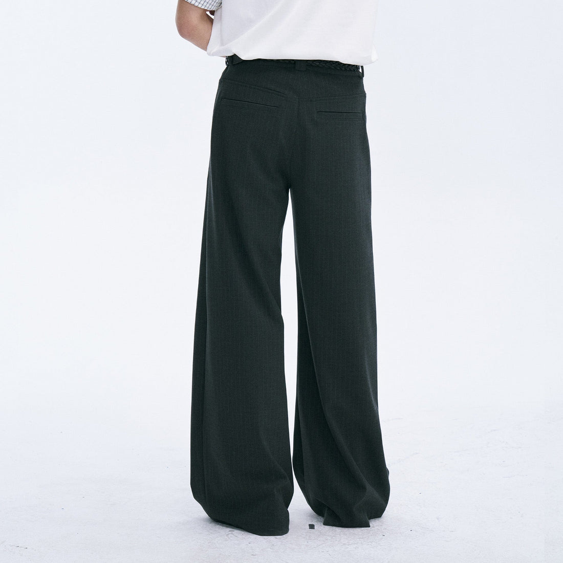 CATSSTAC Classic Pinstripe Wide-Leg Pants-Pants-Black-M-Free Shipping Leatheretro