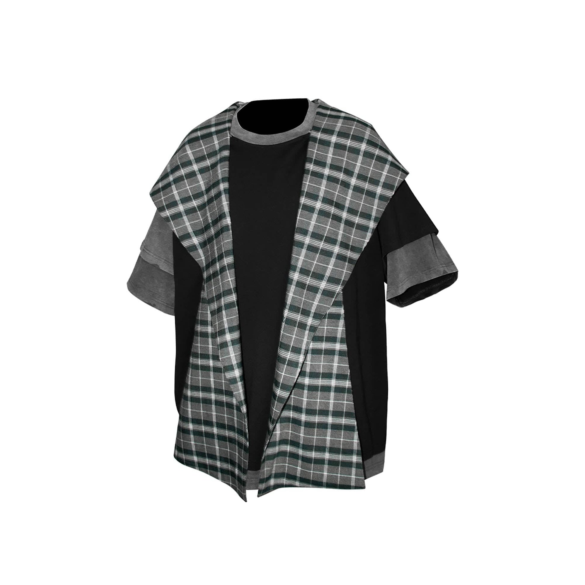 RELABEL Contrast Layered Detachable Hood T-Shirt-T Shirt-XS-Free Shipping Leatheretro