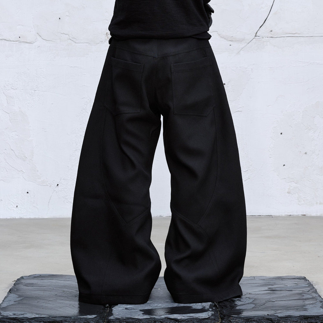 CATSSTAC Curved Draped Wide-Leg Trousers-Pants-M-Free Shipping Leatheretro