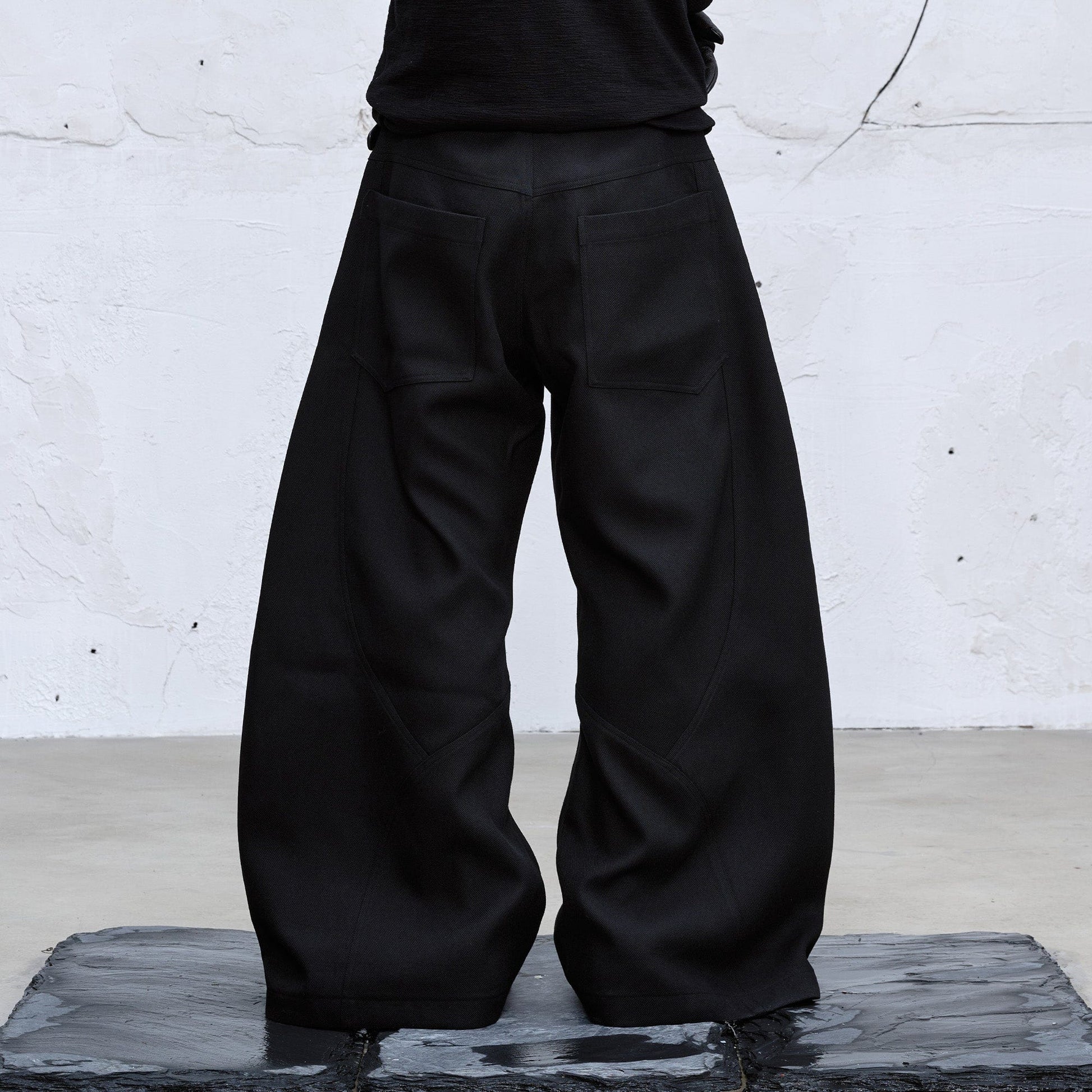 CATSSTAC Curved Draped Wide-Leg Trousers-Pants-M-Free Shipping Leatheretro
