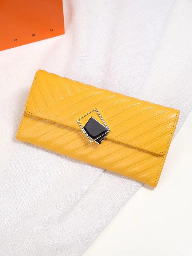 Large Capacity Leather Women's Wallet - Long Hand-Held Phone Holder-Wallets & Money Clips-Silver-Free Shipping Leatheretro