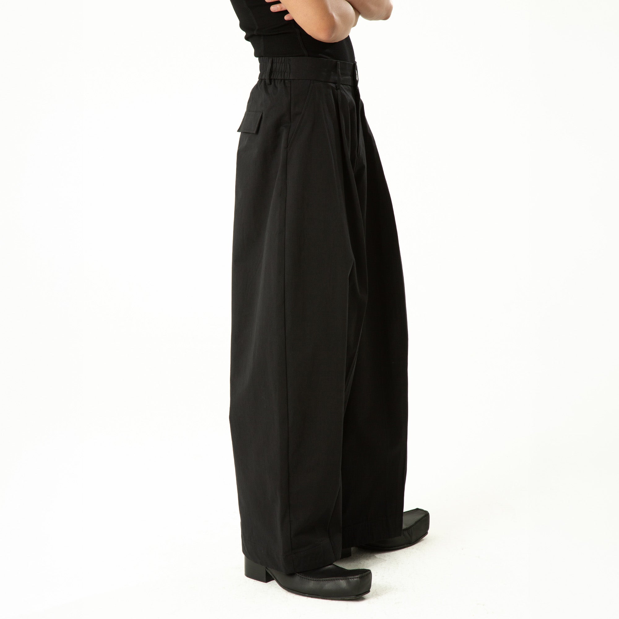 CLP High-Waist Curved Wide-Leg Pants-Pants-S-Black-Free Shipping Leatheretro