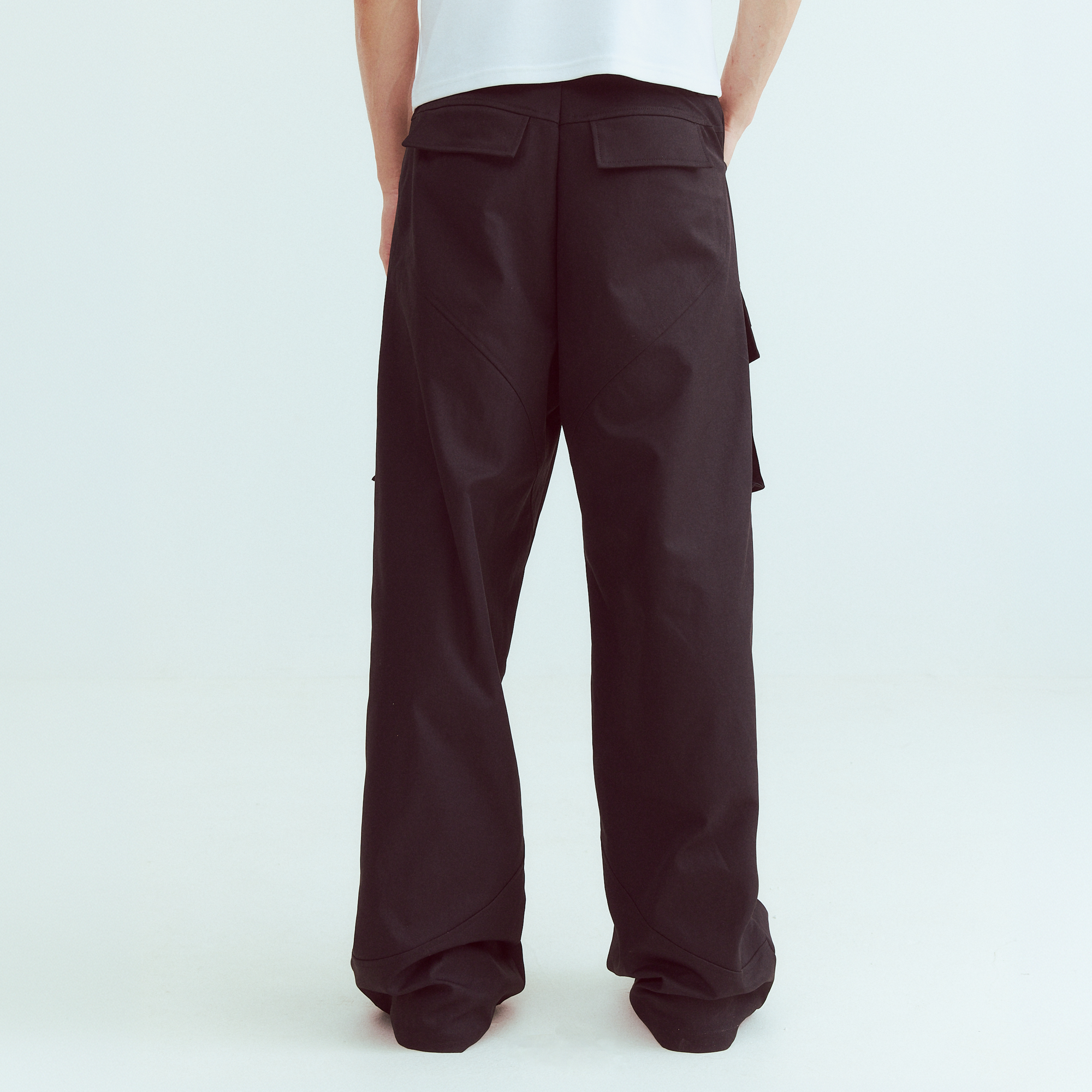 KADAKADA Paneled Wide-Leg Cargo Pants-Pants-M (Preorder)-Black-Free Shipping Leatheretro
