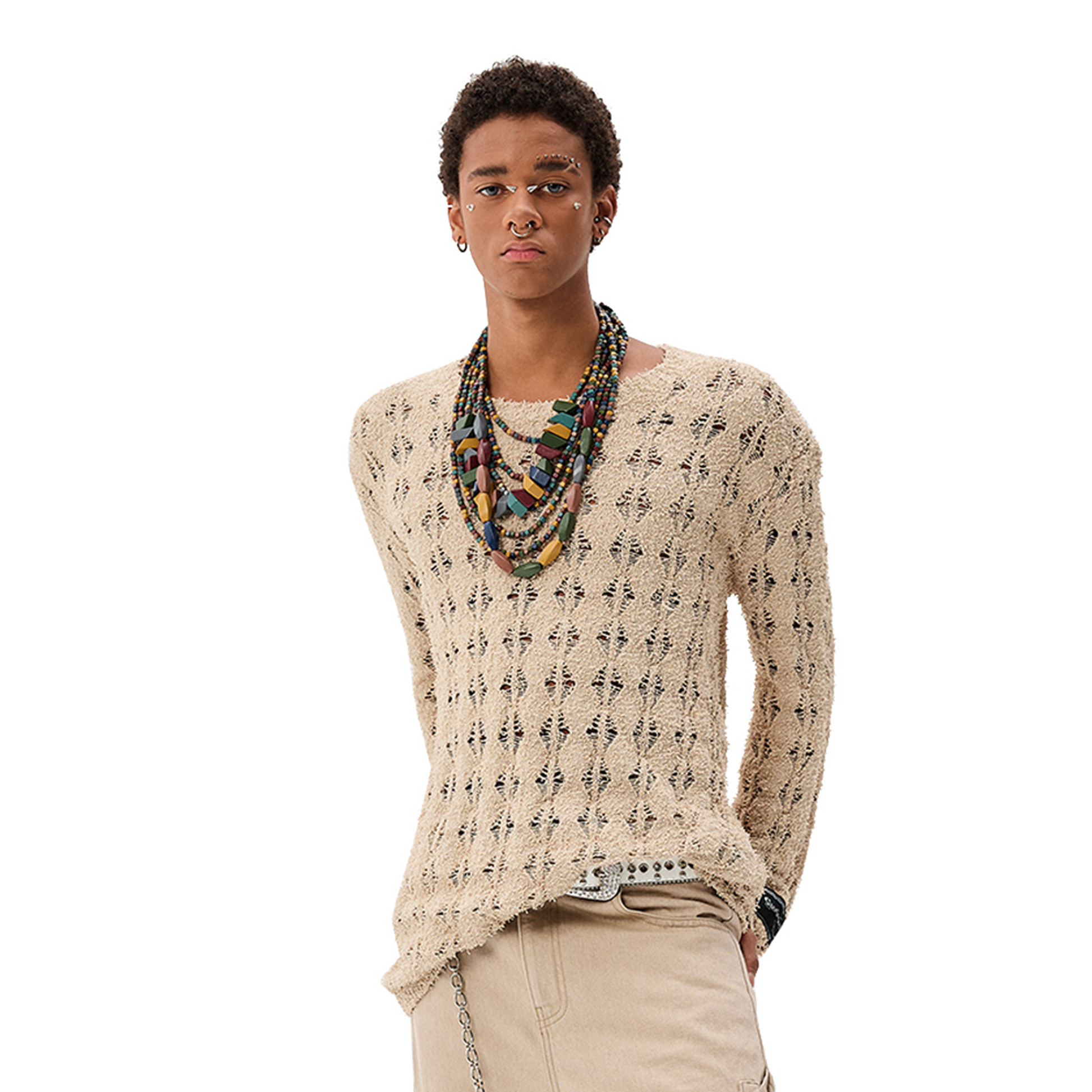 CYCYCY Punk Open-Knit Distressed Sweater-Sweater-S-Black (Preorder)-Free Shipping Leatheretro