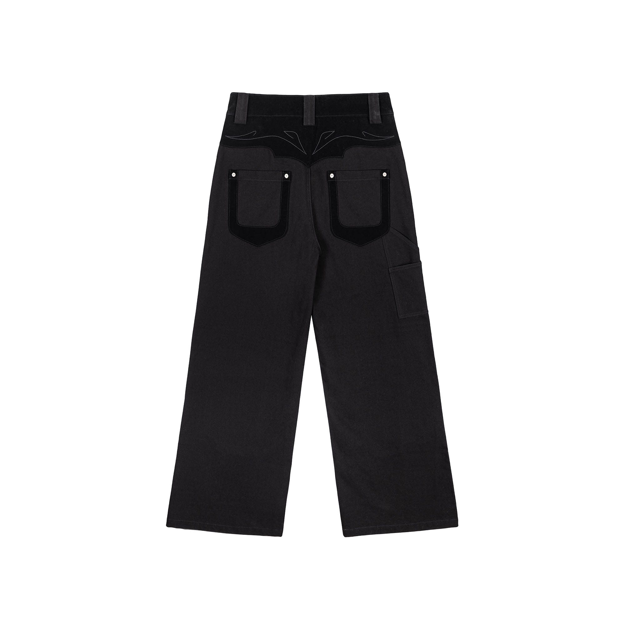 ESAIAS Rune Embroidered Velvet Panel Pants-Pants-S (Preorder)-Free Shipping Leatheretro