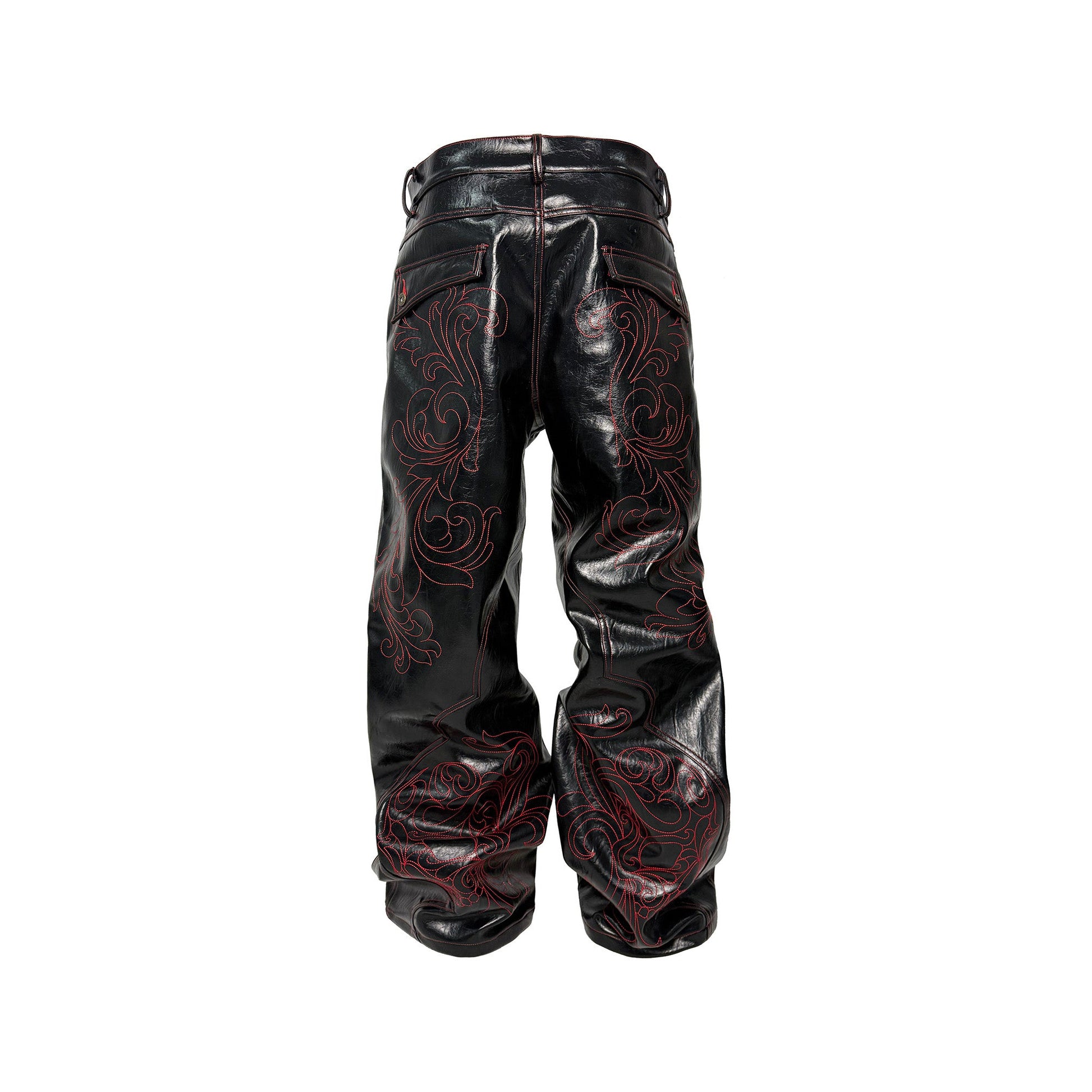 PCCVISION Gothic Skull Stitch PU Pants-Pants-S-Free Shipping Leatheretro