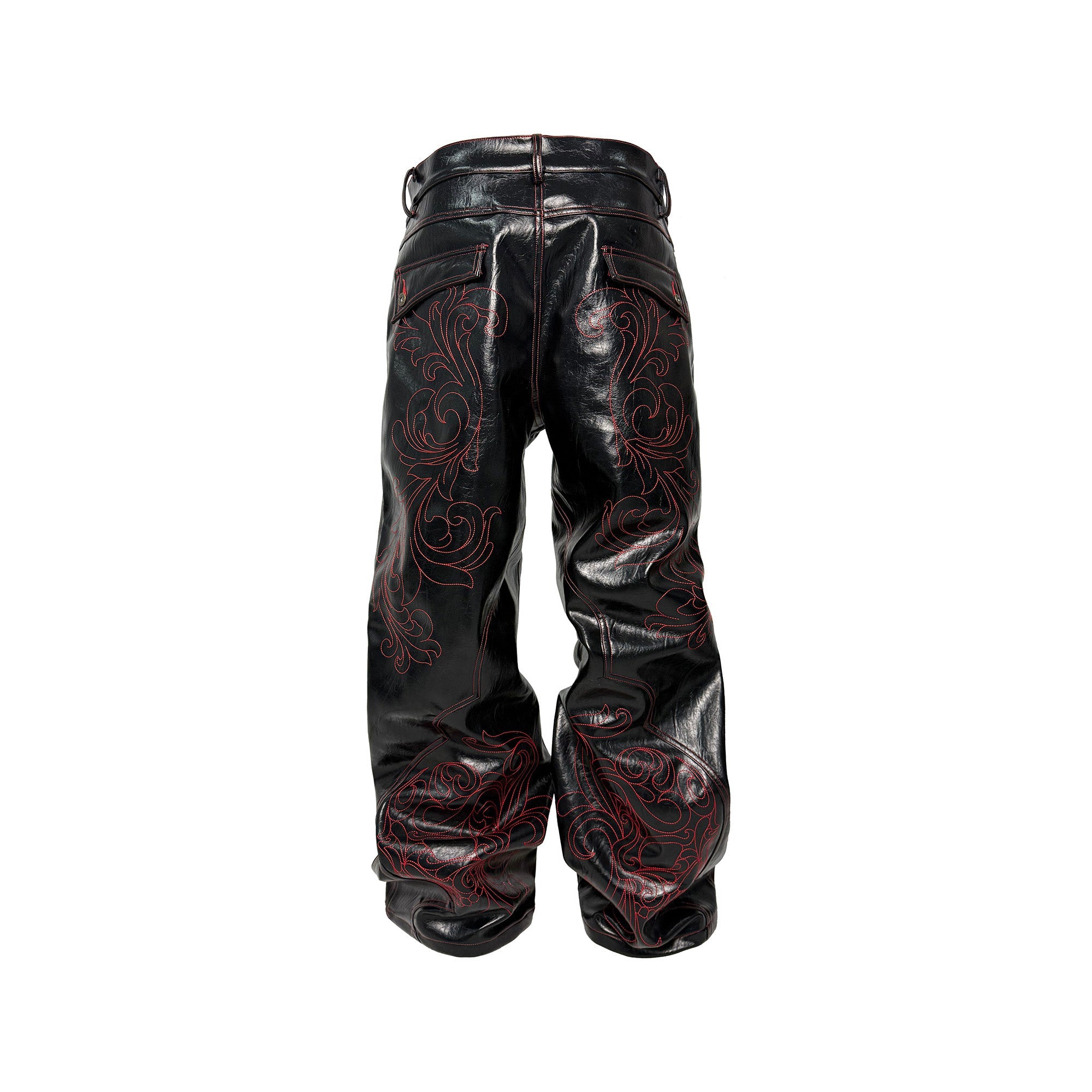 PCCVISION Gothic Skull Stitch PU Pants-Pants-S-Free Shipping Leatheretro