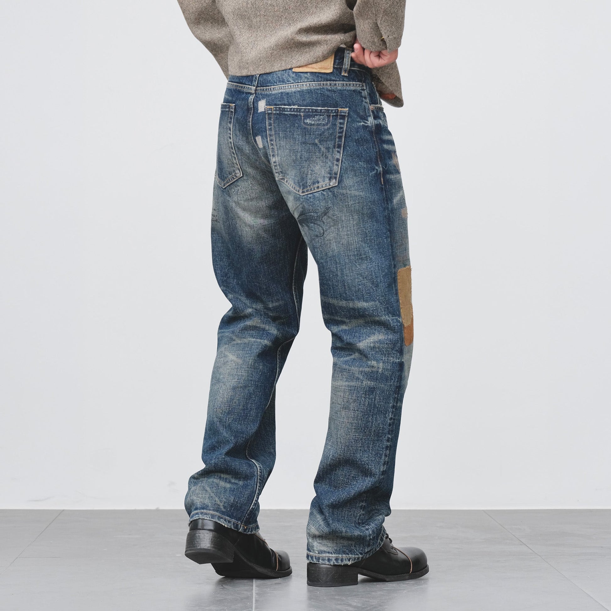 NEIGBORL Distressed Washed Patch Jeans-Pants-XXS (29)-Free Shipping Leatheretro