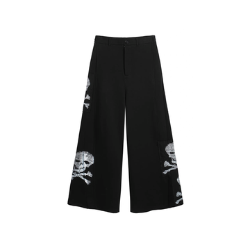 NOTHINGNESS WORLD Skull Graphic Wide-Leg Sweatpants-Pants-M-Free Shipping Leatheretro
