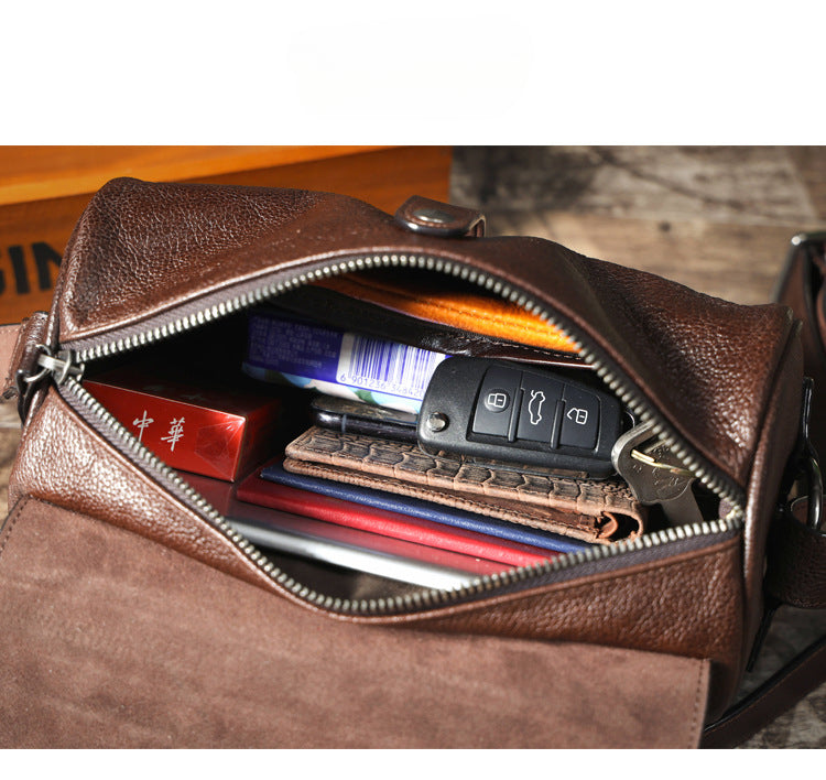 Genuine with Full-Grain Vegetable-Tanned Leather Bag-Handbags-Dark Coffee-Free Shipping Leatheretro