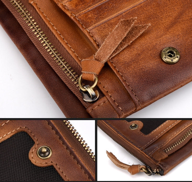 Vintage Genuine Leather Men’s Wallet-Handbags, Wallets & Cases-Light Coffee-Free Shipping Leatheretro