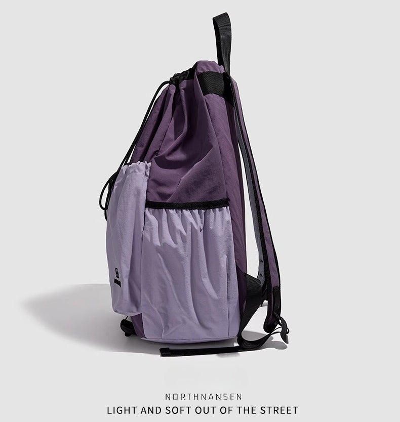 BOOM Contrast Color Drawstring Backpack-Purple-Free Shipping Leatheretro