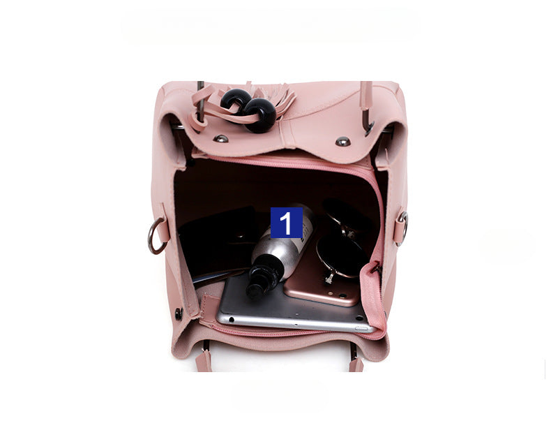 Large Capacity Mother & Daughter Faux Leather Shoulder Bags Tote Bag 3-Piece Set-Red-Free Shipping Leatheretro