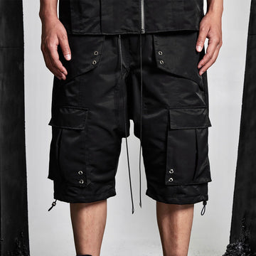 SSIN7 Multi-Pocket Satin Drawstring Shorts-Shorts-S-Free Shipping Leatheretro