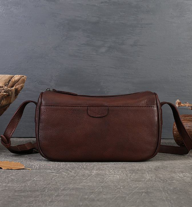 Handmade Top-Grain Leather Crossbody Bag for Women-Brown-Free Shipping Leatheretro