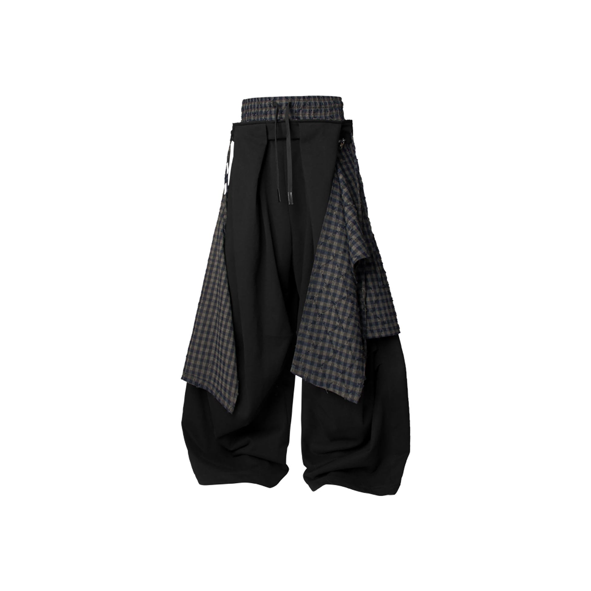 RELABEL Double Waistband Detachable Back Flap Oversized Sweatpants Black-Pants-XS-Free Shipping Leatheretro